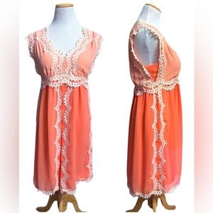 Peach Chiffon Max Studio Specialty Products Lace Dress Size Medium